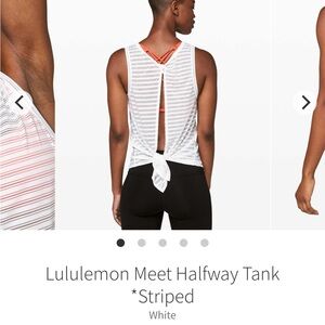 lululemon athletica White Striped meet halfway Tank